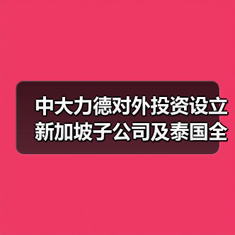 中大力德對外投資設(shè)立新加坡子公司及泰國全資孫公司(圖4) 中大力德對外投資設(shè)立新加坡子公司及泰國全資孫公司(圖4)